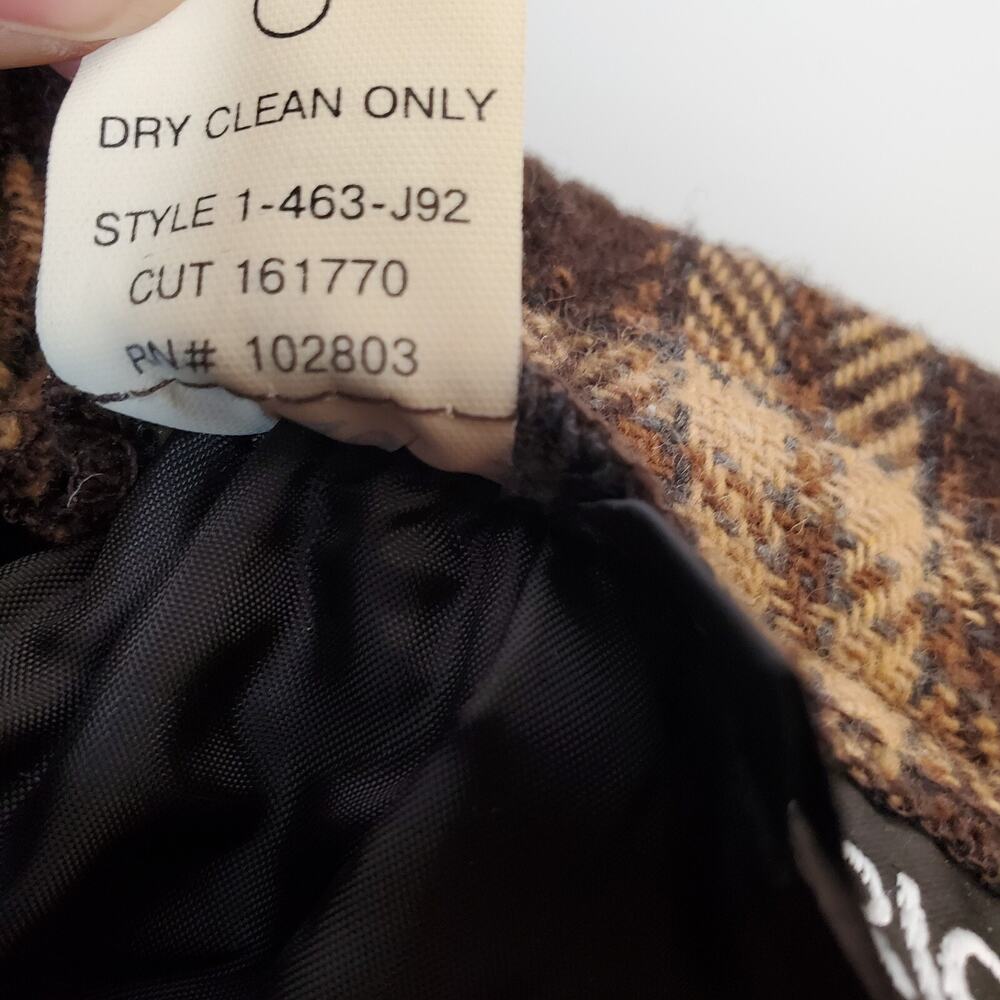 VTG Y2K Briggs Petites Womens Brown Plaid Midi Skirt Lined Wool Blend SZ 12P - Picture 5 of 11